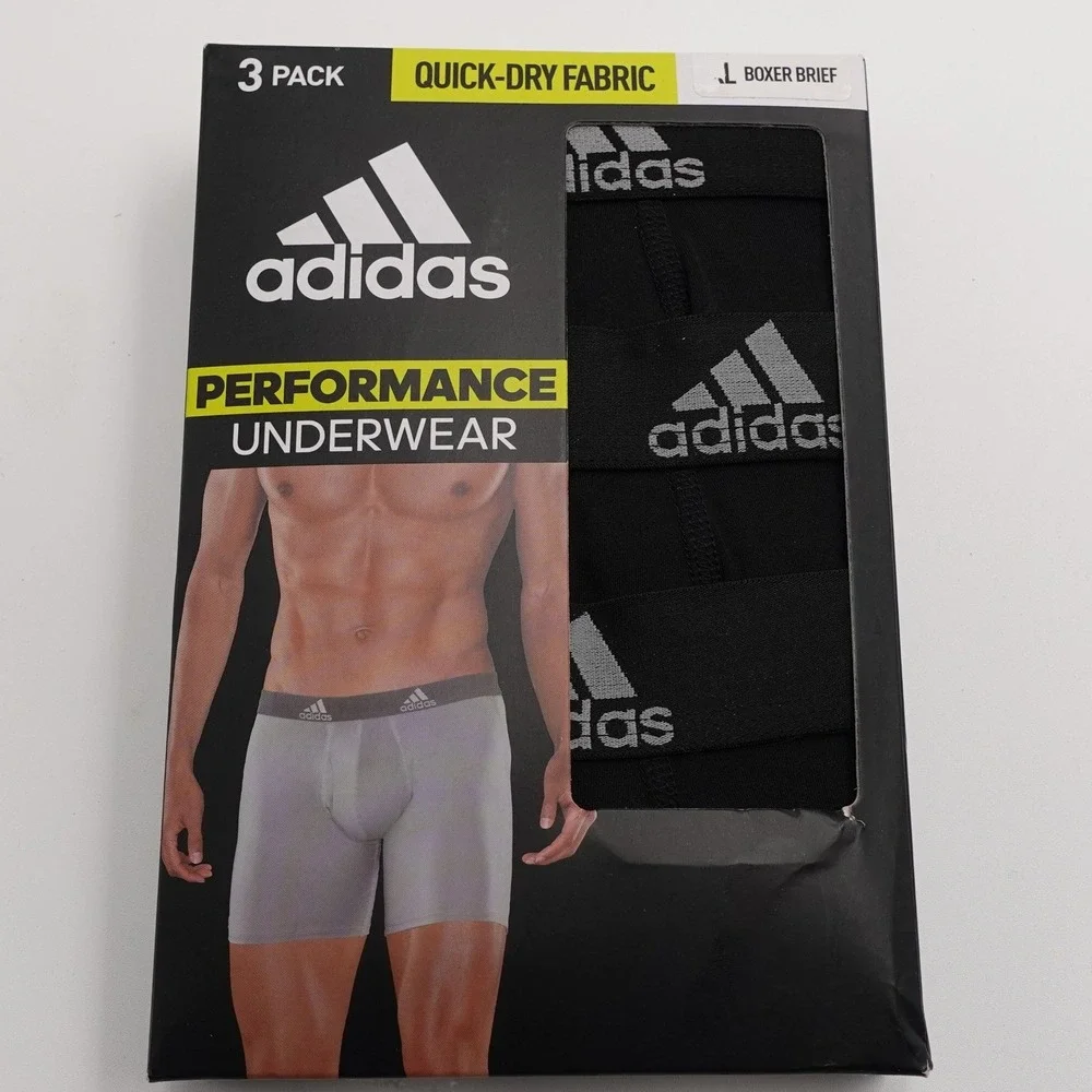 Adidas Boxer Briefs Mens XL Black 3 Pack Performance Quick Dry AEROREADY 5152376